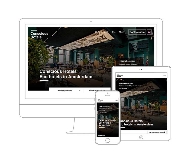 Internetbureau Amsterdam |  Qoorts deed het webdesign voor Conscious Hotels