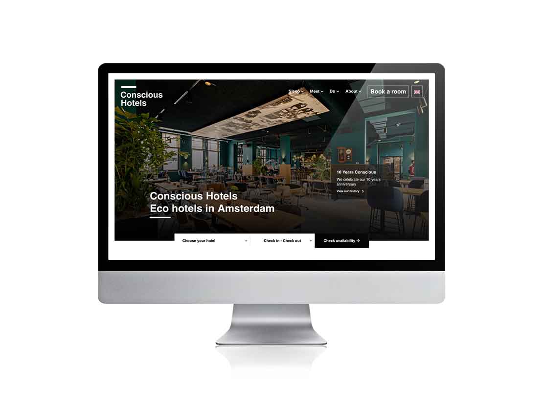De webdesigners van Qoorts ontwikkelden de nieuwe website voor Conscious Hotels